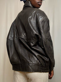 Blouson en cuir Noir L/XL vintage