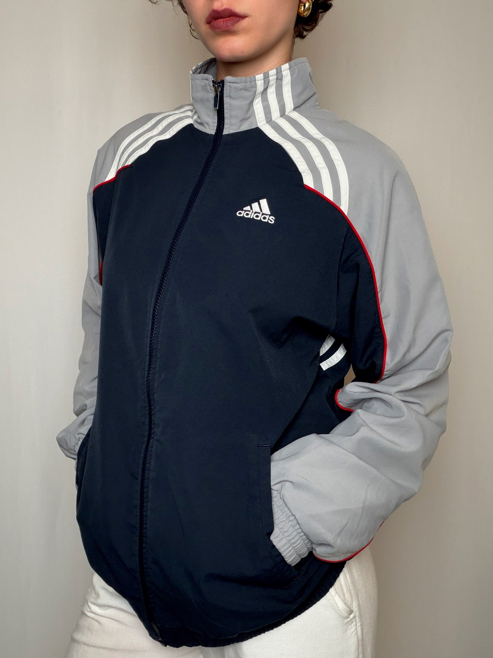 Jacket de sport marine et gris Adidas S vintage