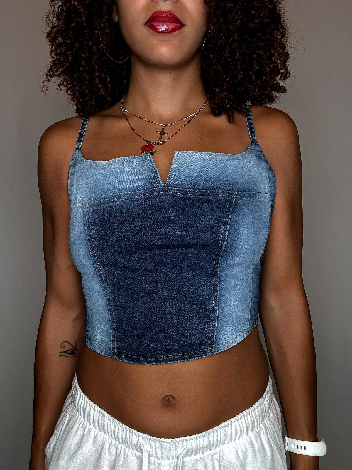 T-shirt en denim bleu S vintage