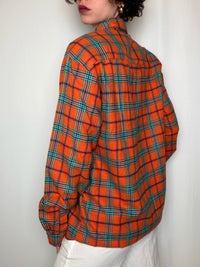 Chemise en flannelle orange à carreaux M vintage
