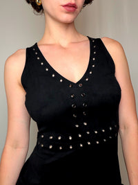 Robe effet daim noire S vintage