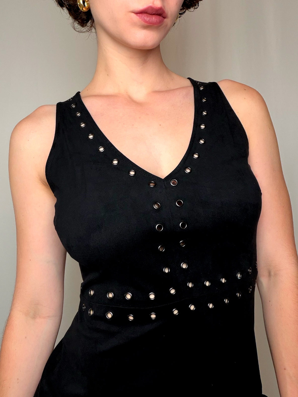 Robe effet daim noire S vintage