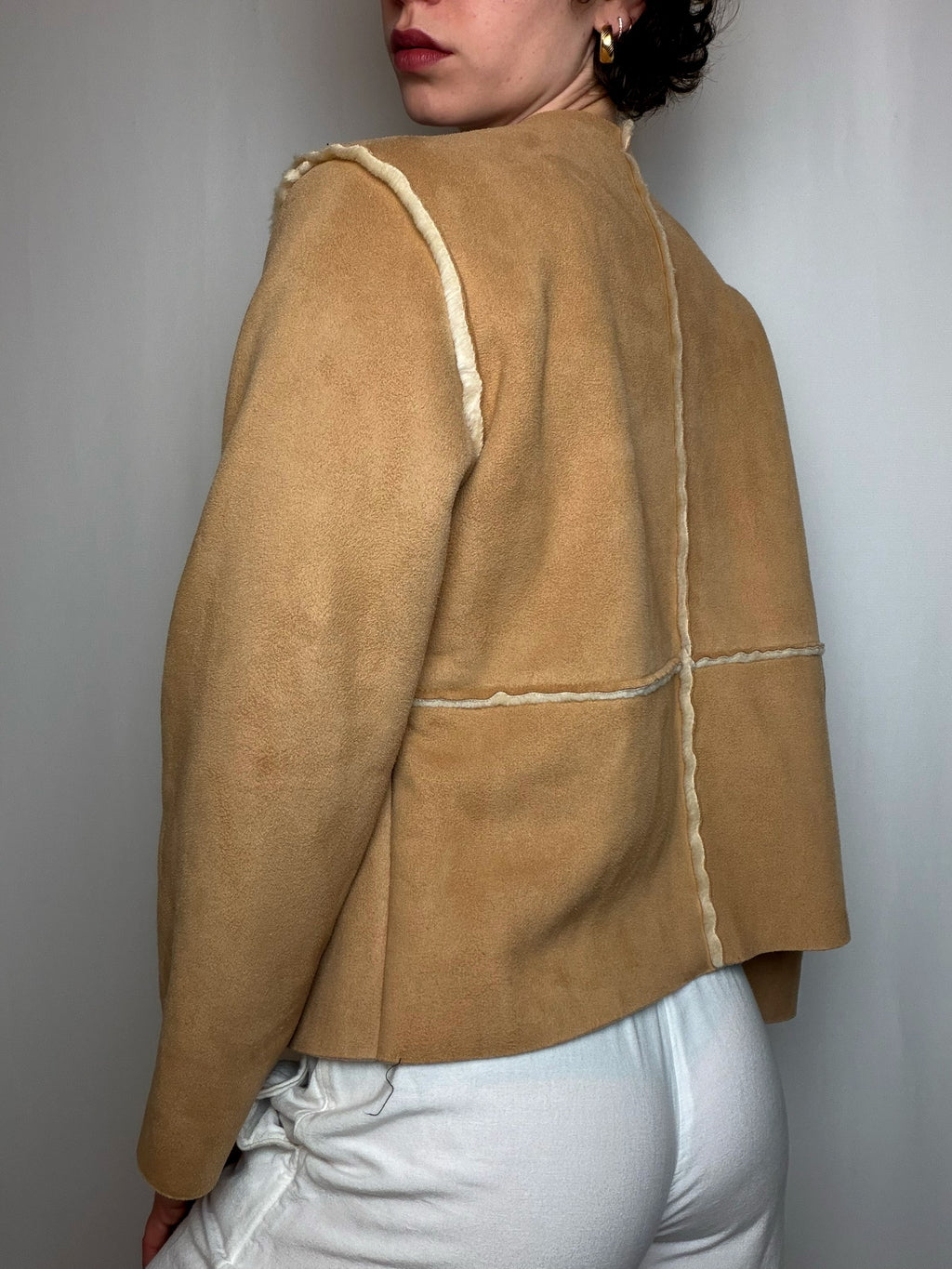 veste en suedine beige vintage