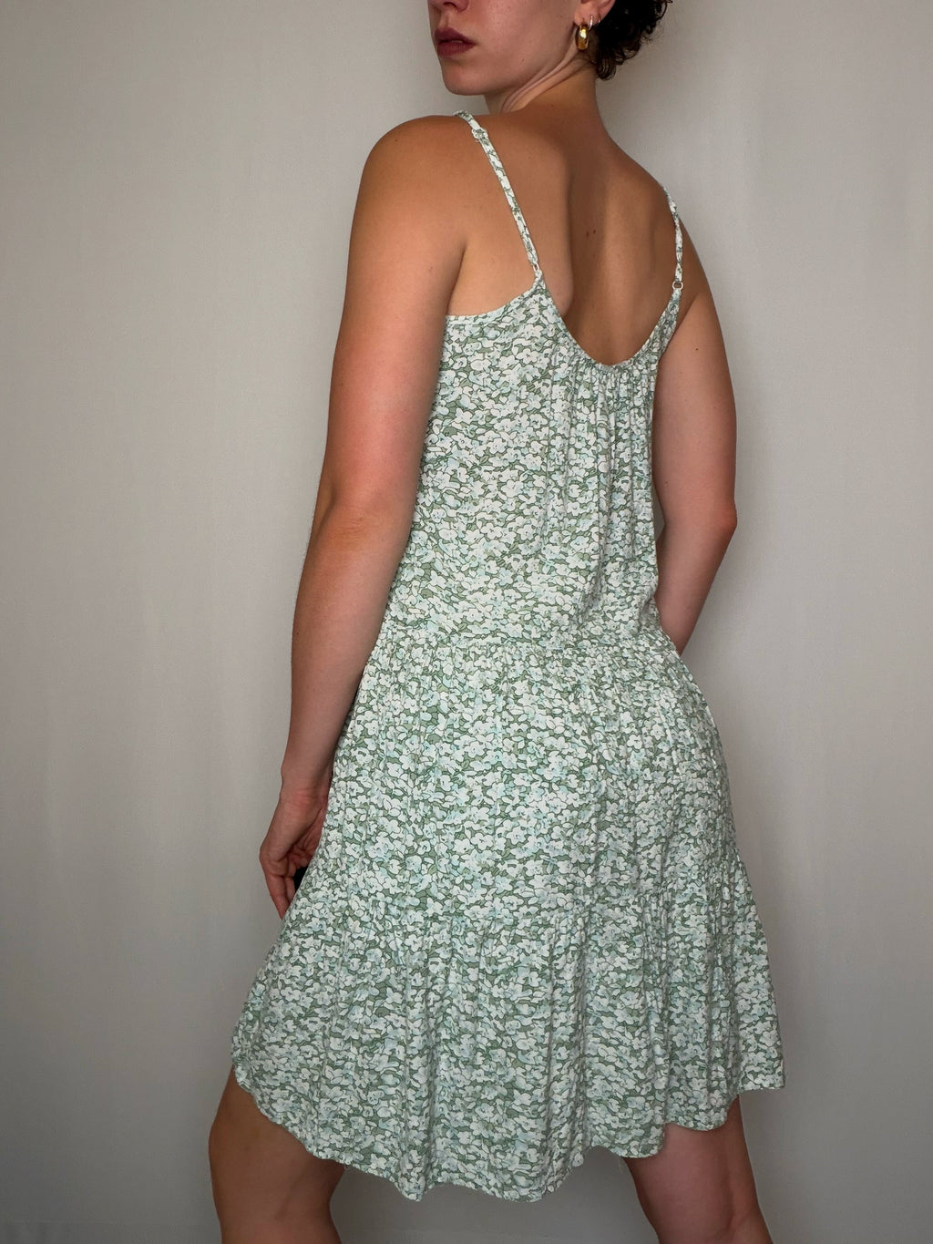 Robe verte à fleurs S vintage