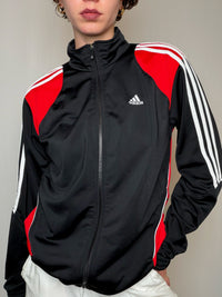 Jacket de sport noir et rouge Adidas XL vintage