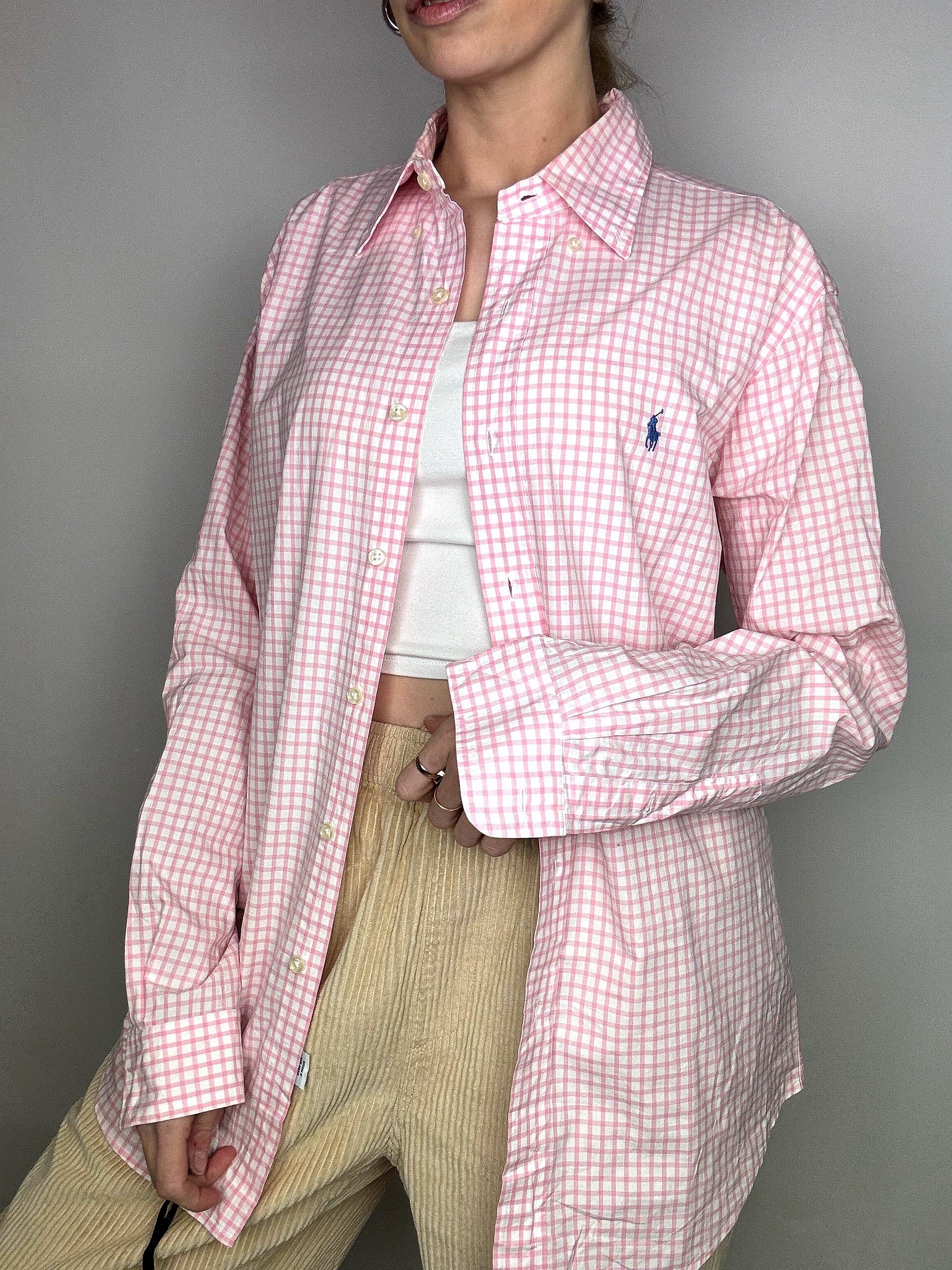 Chemise à carreaux rose RALPH LAUREN M Vintage