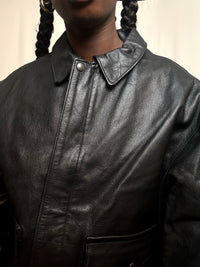 Veste en cuir noire XL vintage