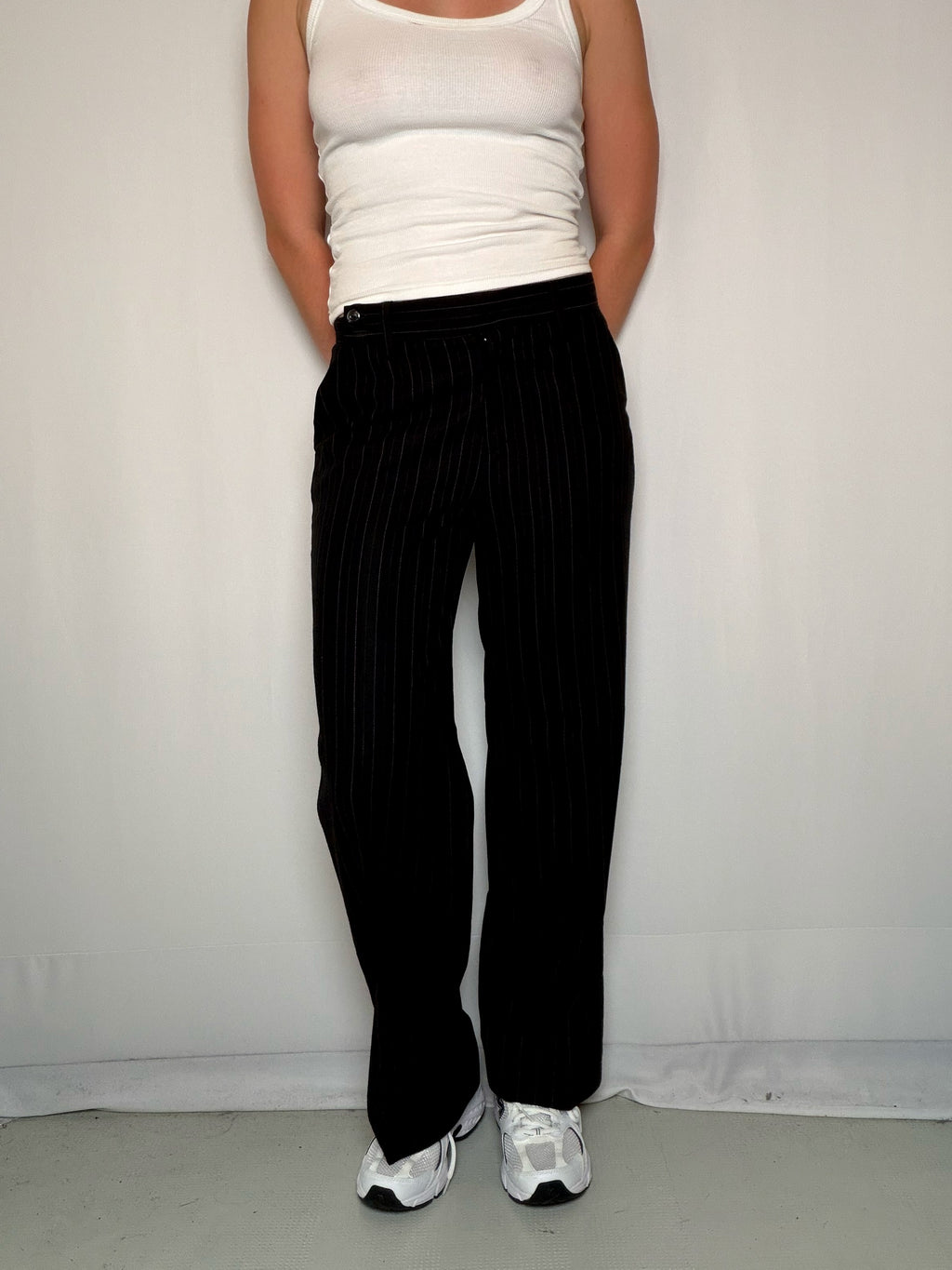 Pantalon noir rayé S vintage