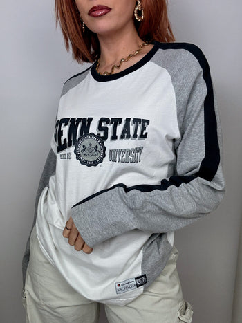 Champion gray/white Penn state Vintage sweater L