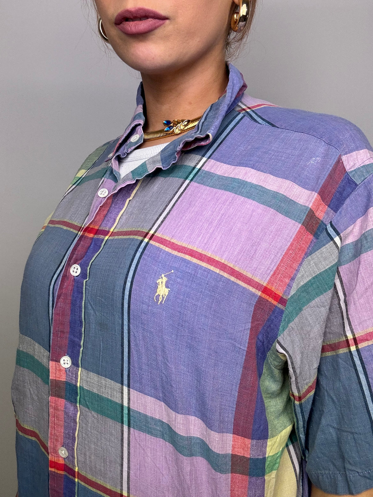 Chemise vintage RFL violette à carreaux