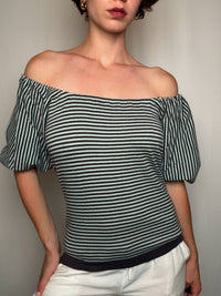 Pull avec ouverture dos Rayé M vintage