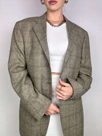 Vintage beige checkered blazer