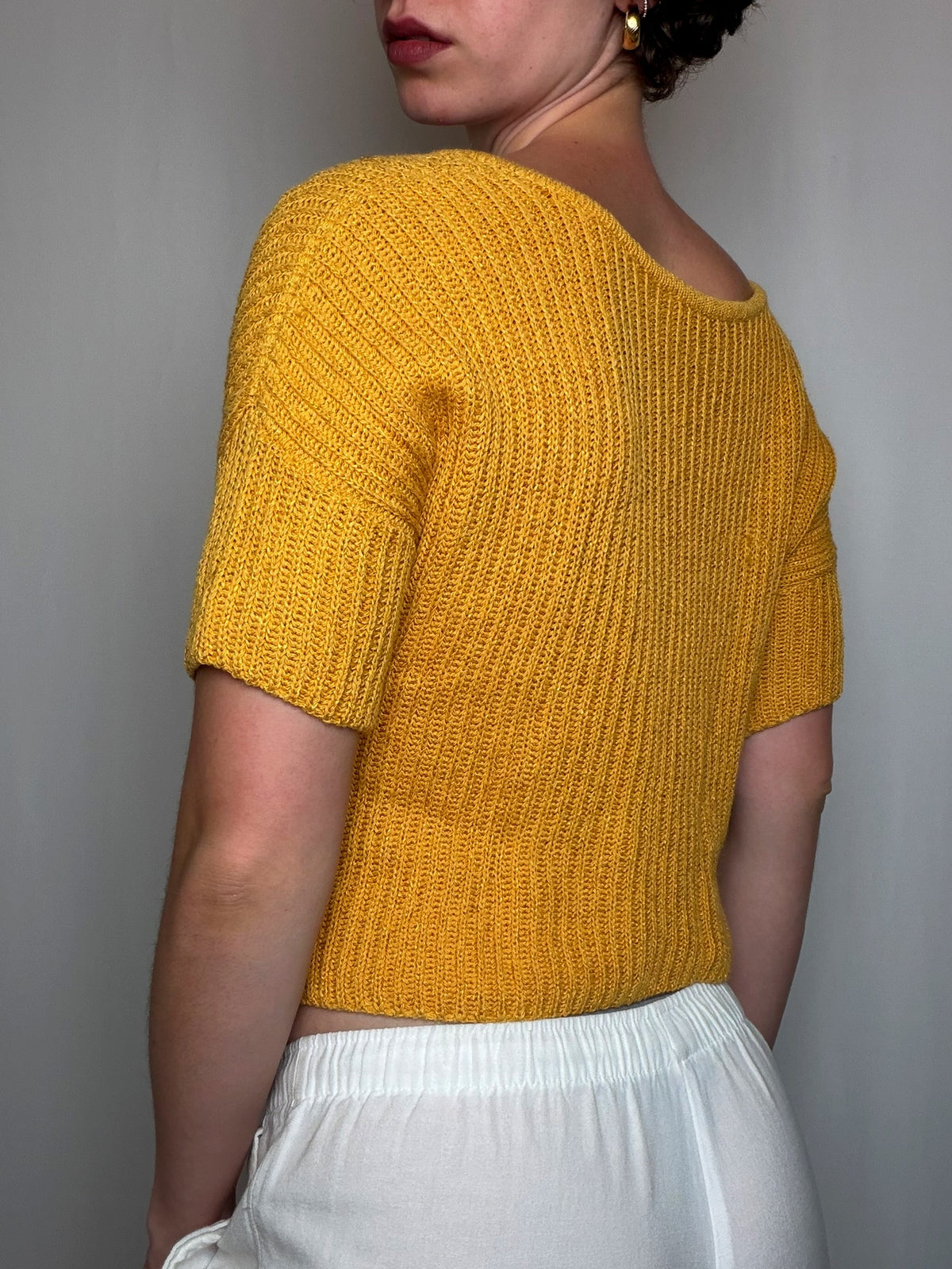 Top crocheté Moutarde S/M vintage