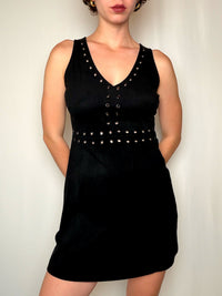 Robe effet daim noire S vintage