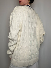 Pull cricket tressé Écru XL vintage