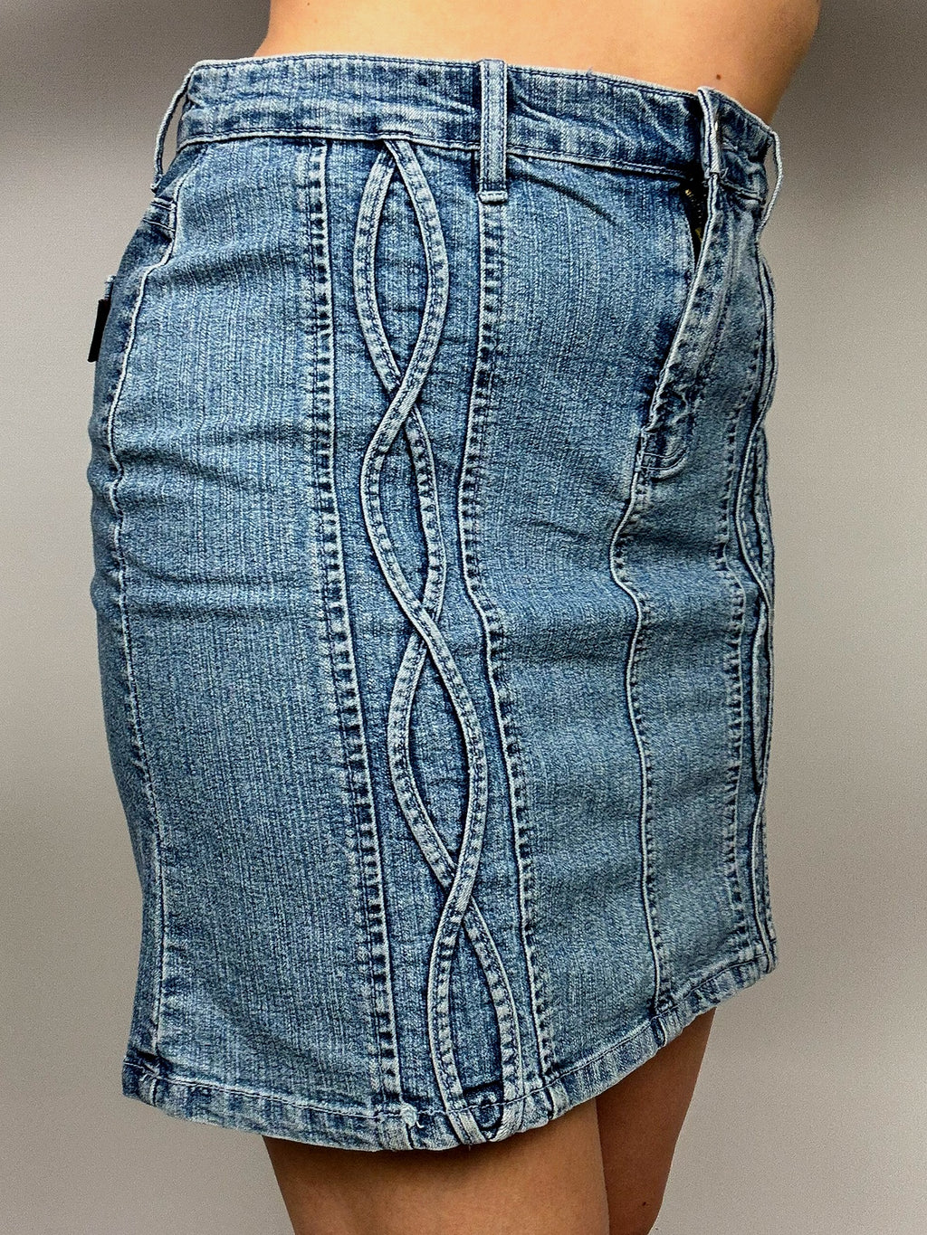 Vintage-Jeans-Minirock mit Muster