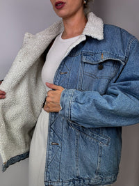 Sheepskin denim jacket