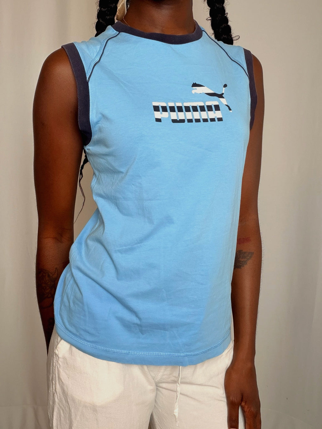 Tshirt Bleu Clair Puma S vintage