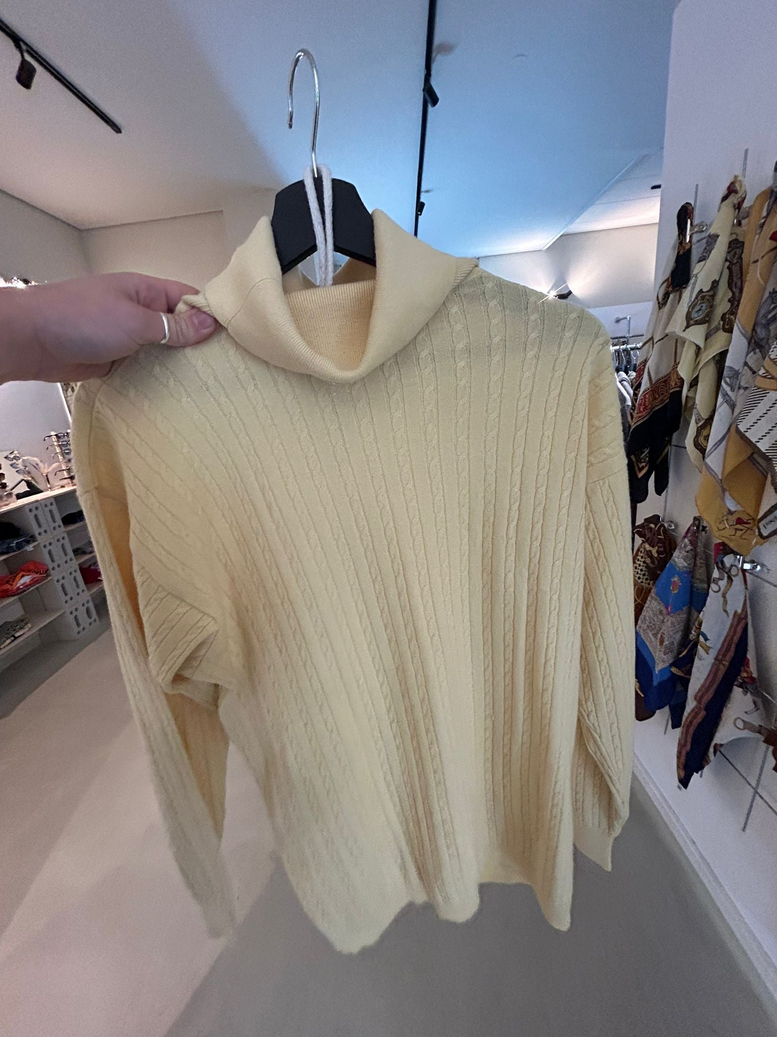 Vintage yellow knit turtleneck sweater