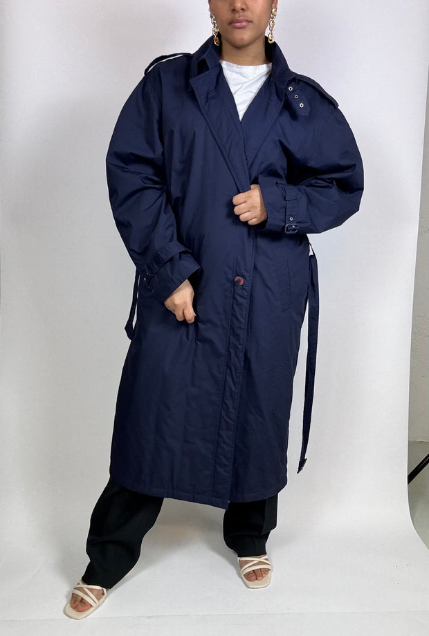 Trench coat vintage bleu foncé XL