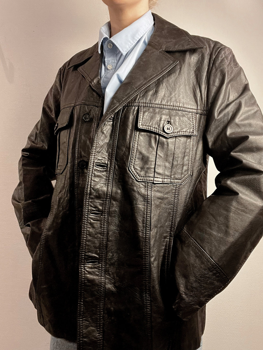 Vintage Black Leather Blazer Jacket M/L 