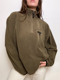 Vintage khaki Asics fleece sweater L/XL 