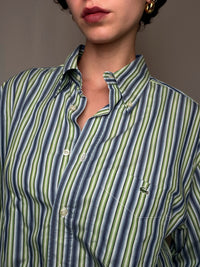 Chemise Rayures Bleu/vert/blanc Lacoste L vintage