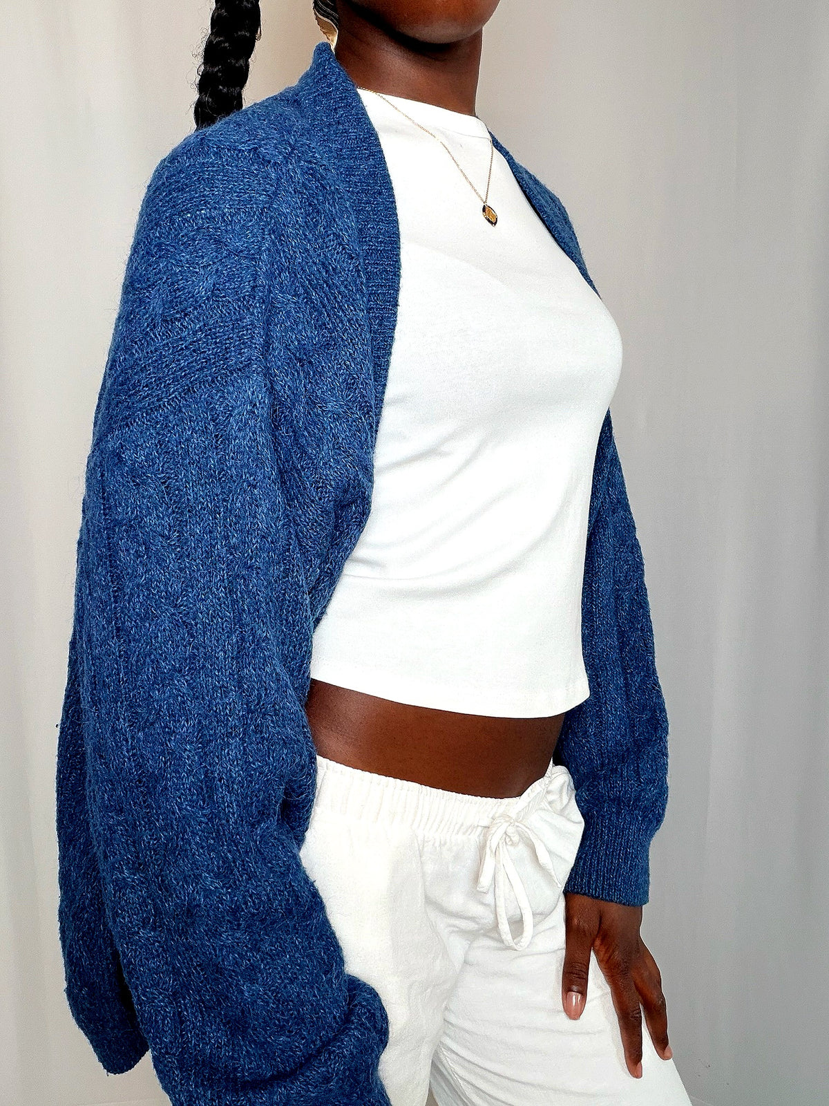 Cardigan Bleu Chiné L vintage