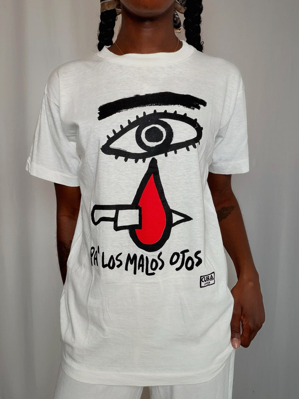Tshirt imprimé blanc Cuba M/L vintage