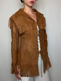 Veste en daim camel S vintage