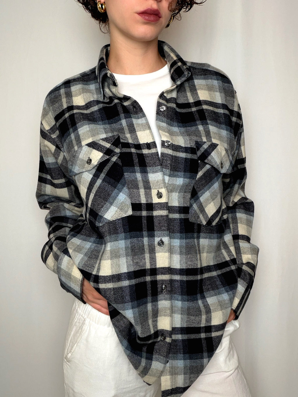 Chemise en flannelle à carreaux M vintage