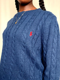Pull tressé marine Ralph Lauren S vintage