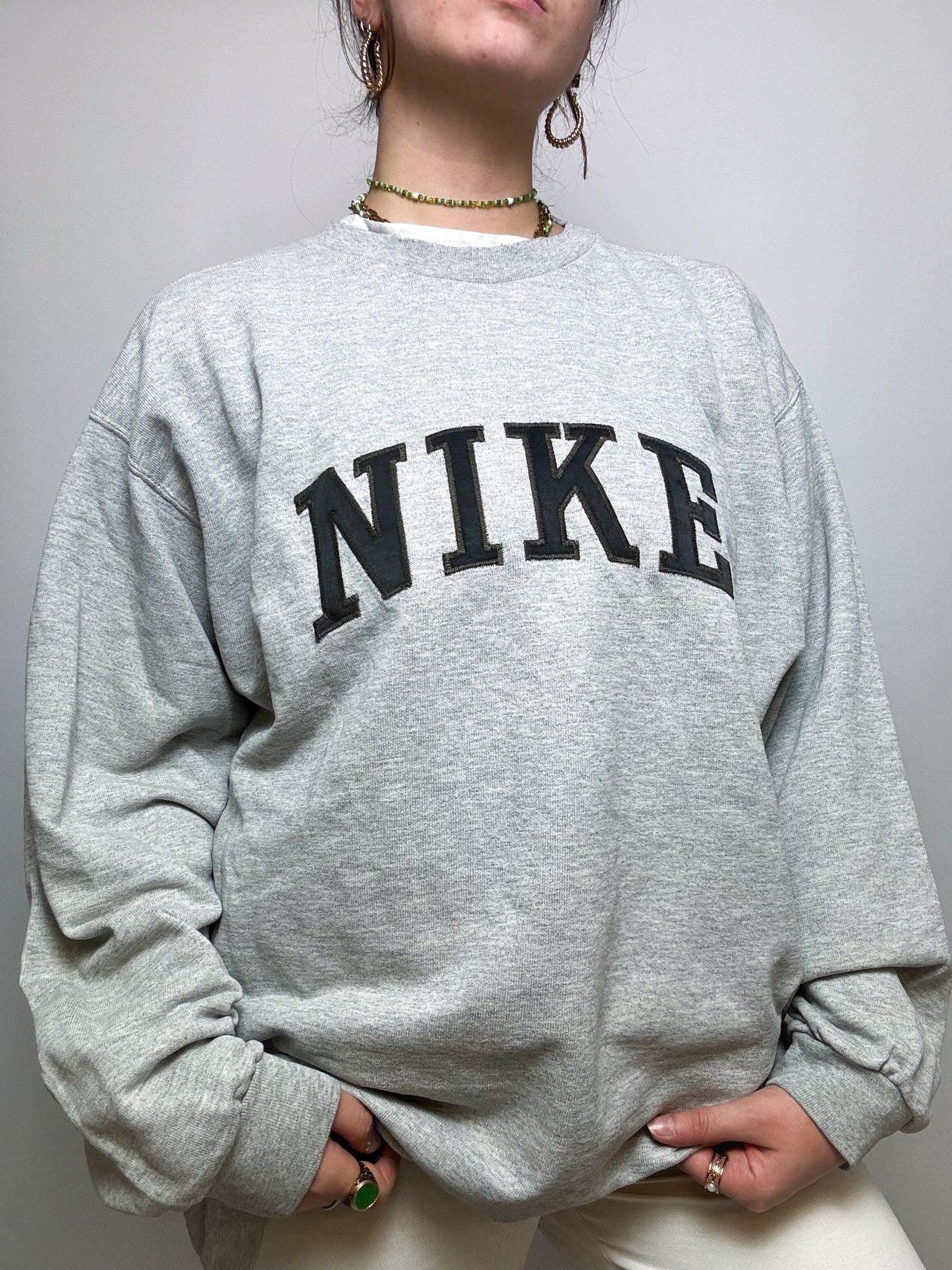 Grauer Vintage Nike Pullover L