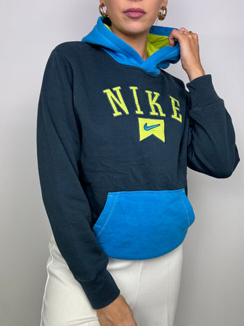 Pull vintage américain bleu/vert Nike