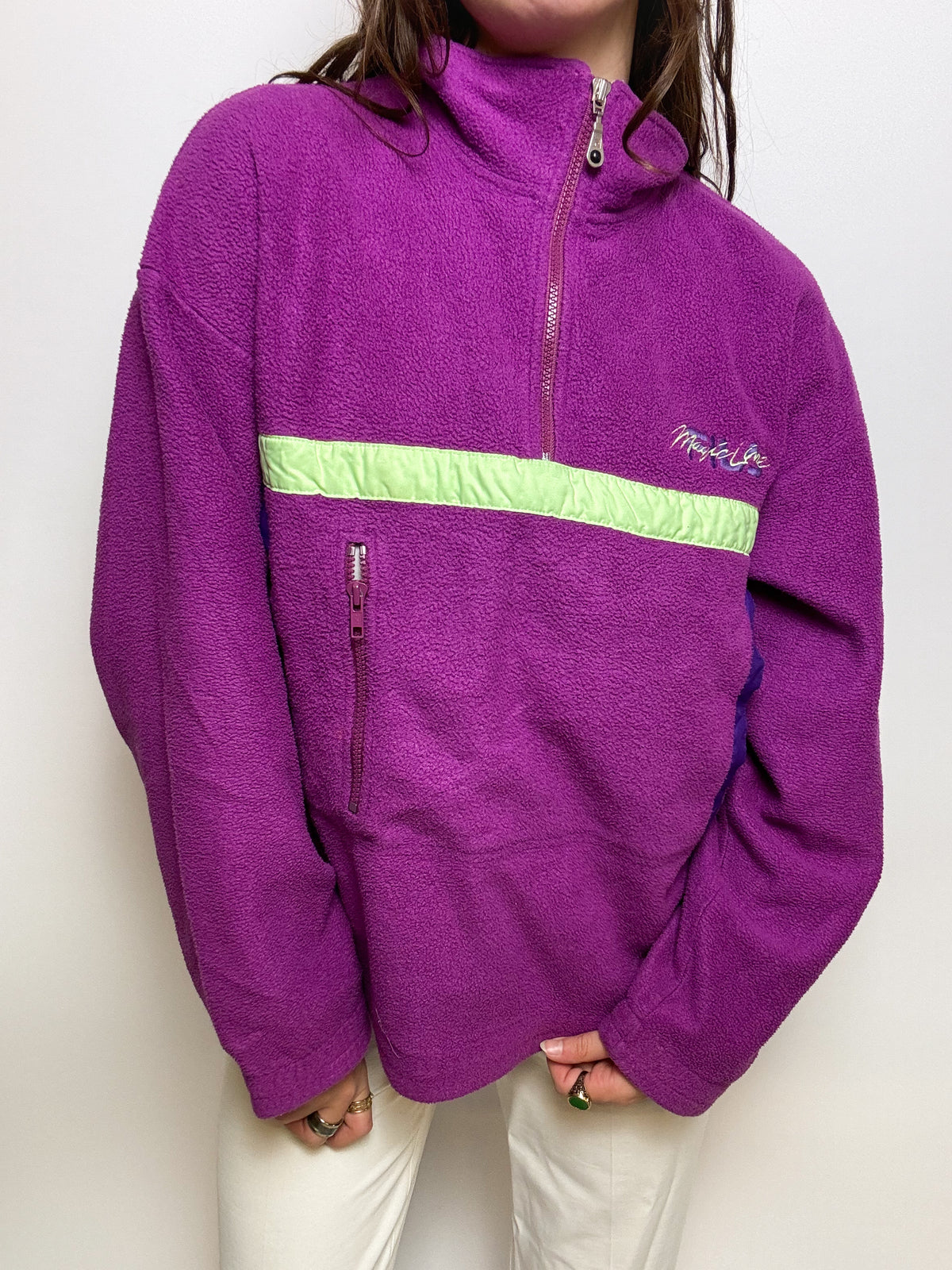 Vintage purple/pink fleece sweater L/XL 
