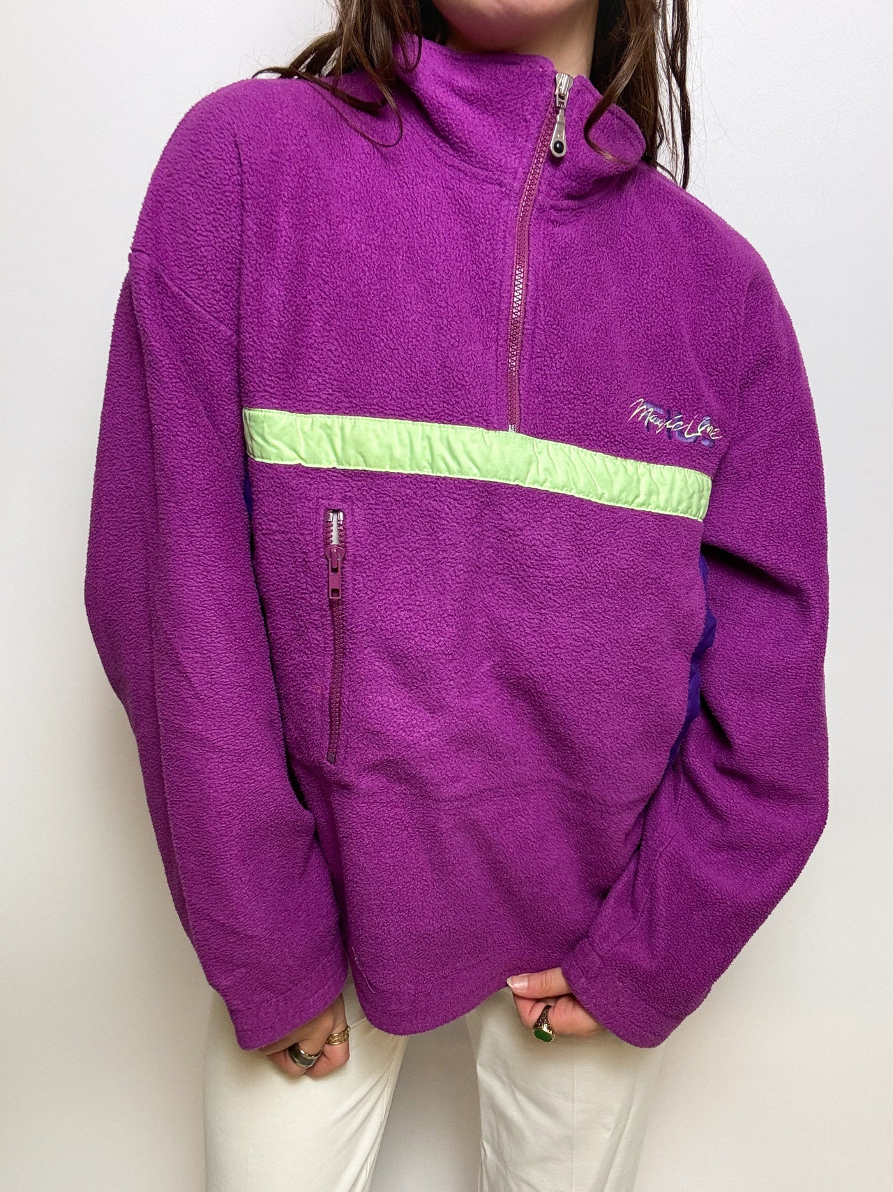 Vintage lila/rosa Fleecepullover L/XL 