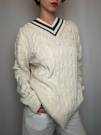 Pull cricket tressé Écru XL vintage