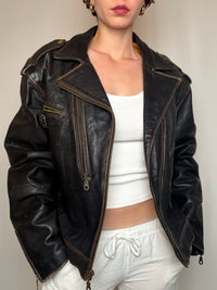 Veste en cuir Noir L vintage