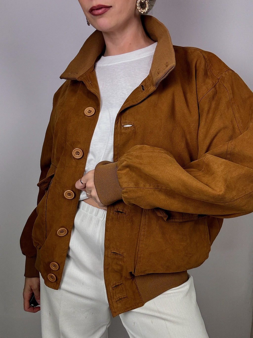 Vintage Kamel Wildlederjacke