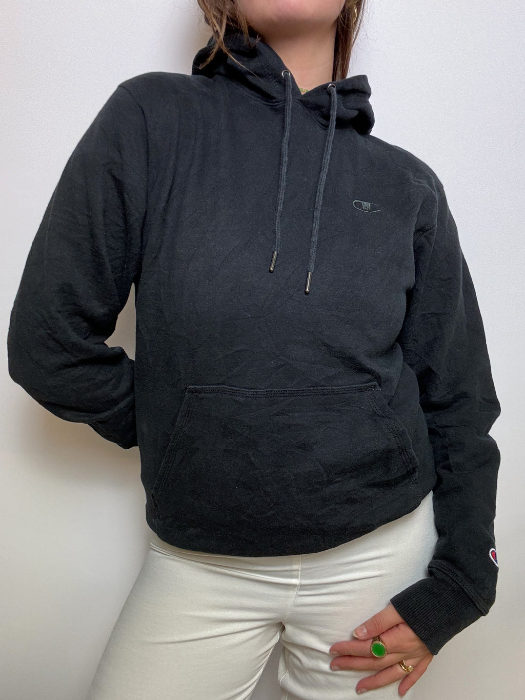 Black Champion Vintage Hooded Sweater S/M 