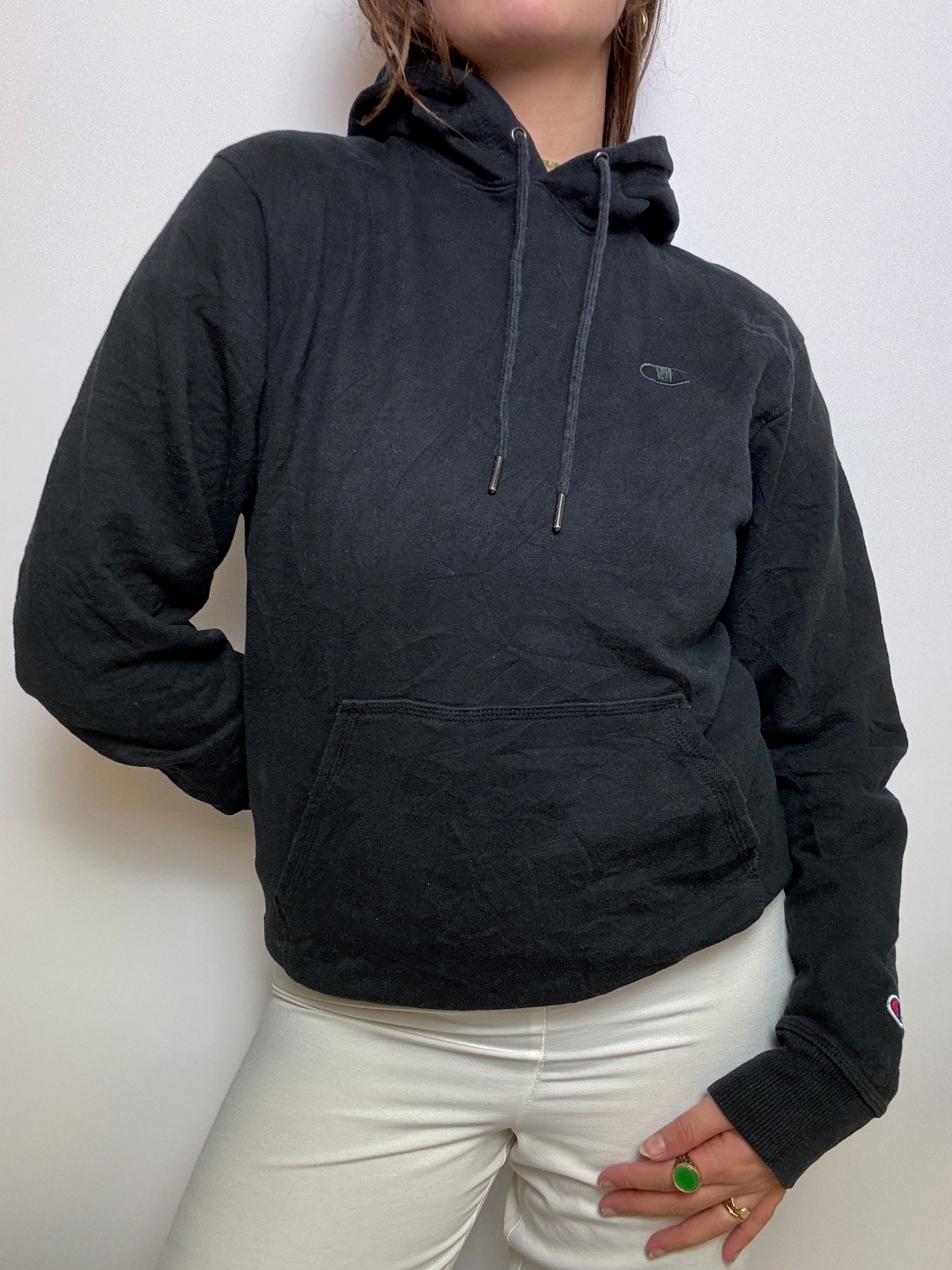 Black Champion Vintage Hooded Sweater S/M 