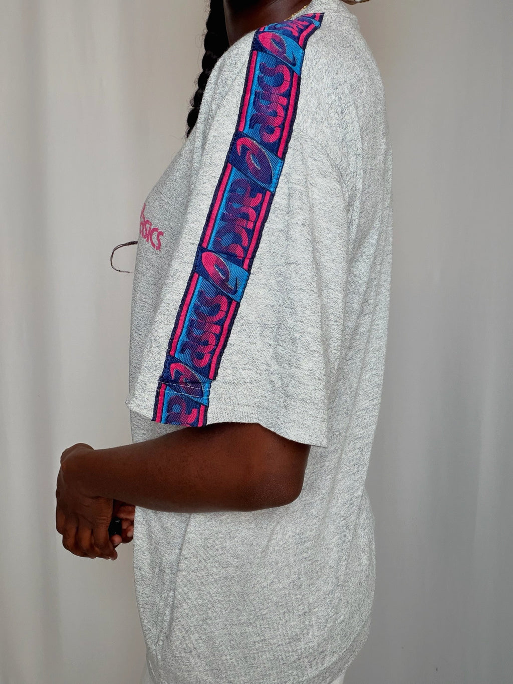 Tshirt gris chiné Asics M vintage