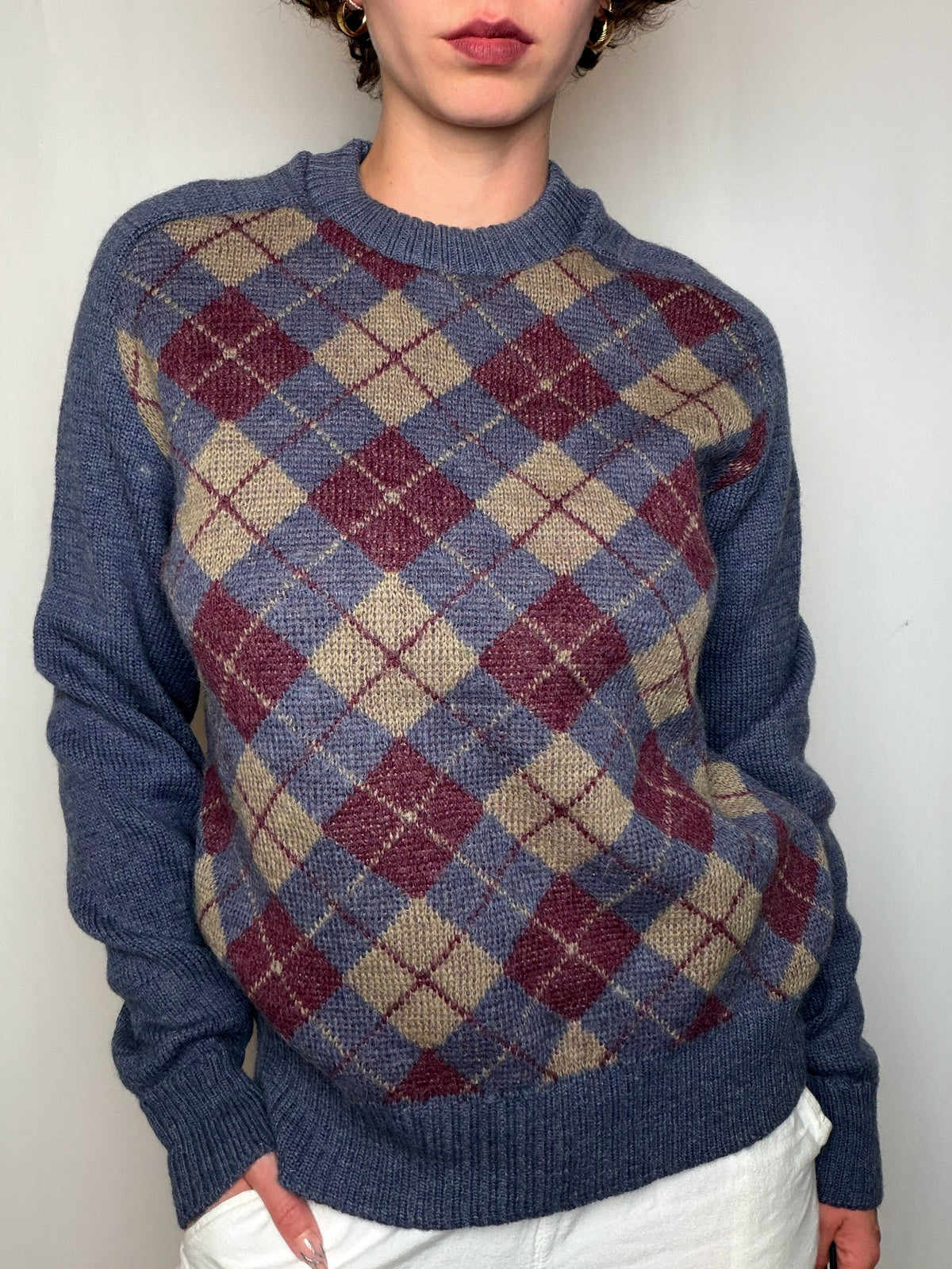 Pull à motifs argyle vintage