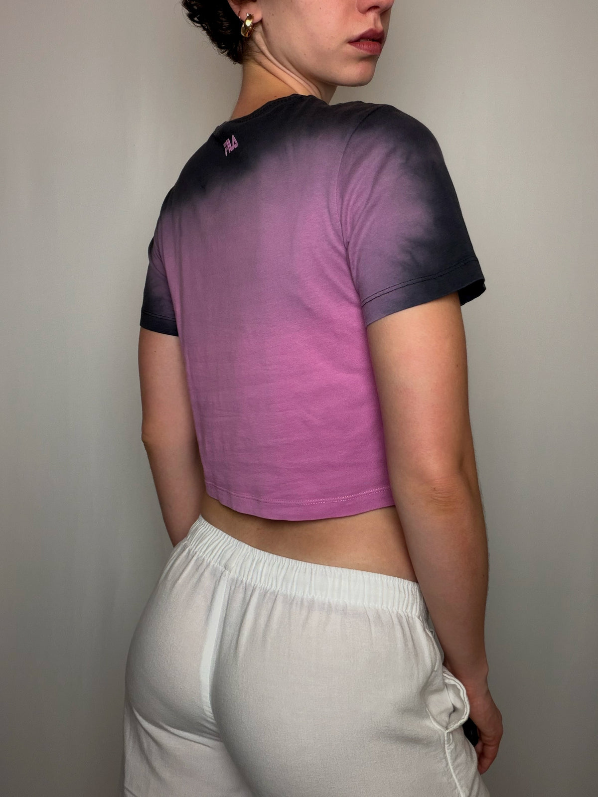 T-shirt court degradé rose Fila S vintage