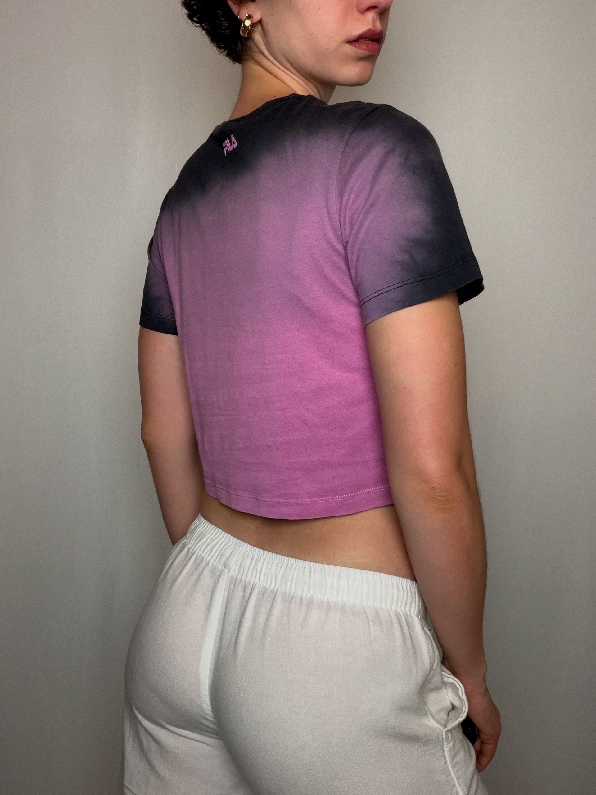 T-shirt court degradé rose Fila S vintage