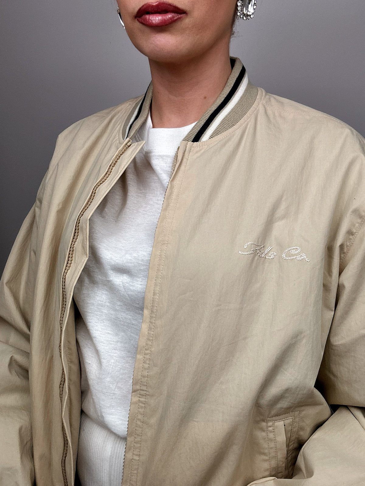 Vintage Beige American Bomber L