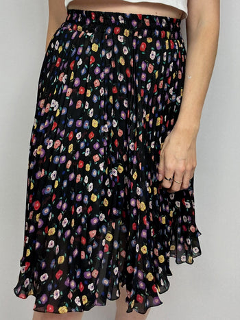 Vintage black and purple floral skirt 