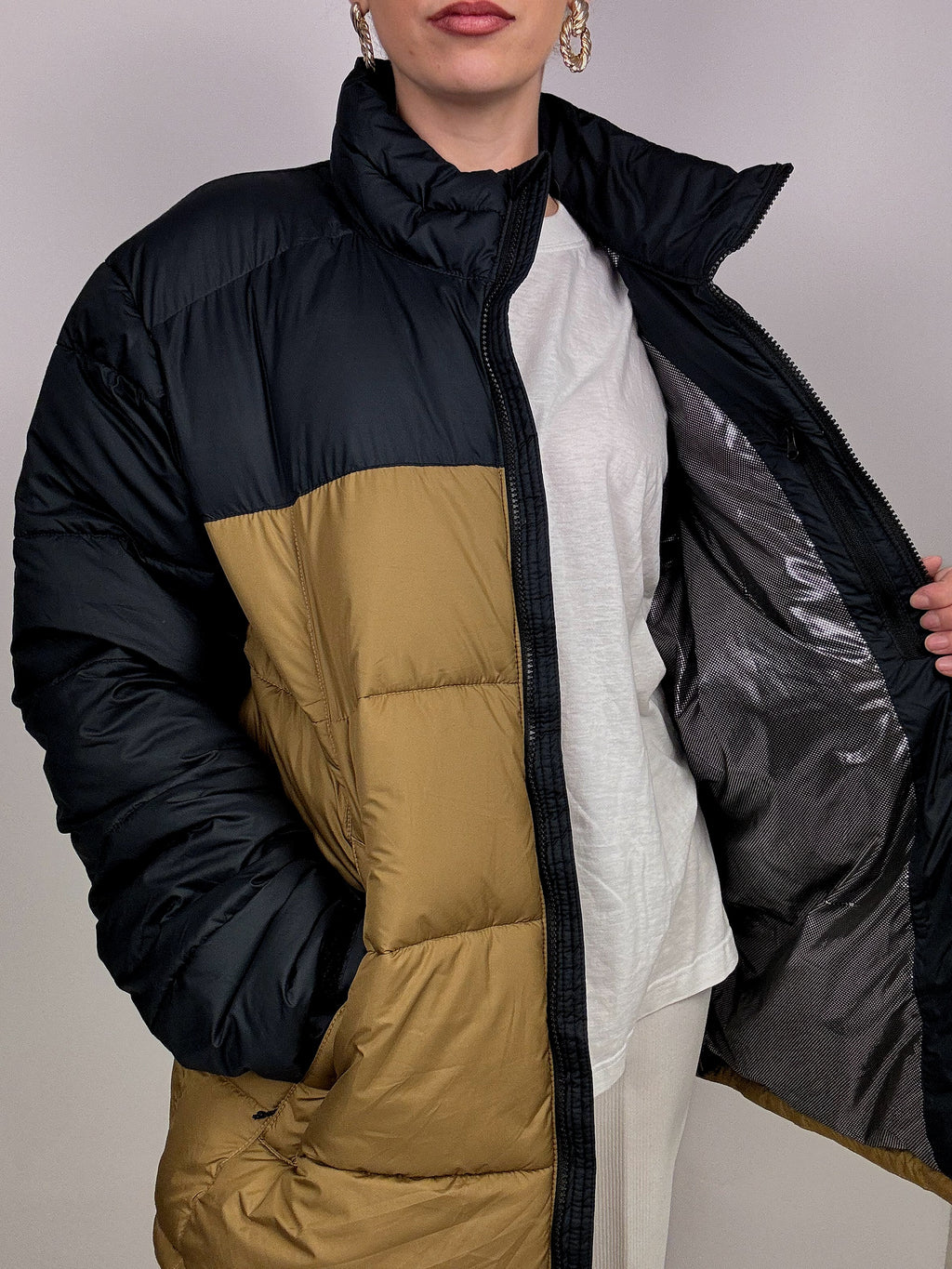 Columbia very dark blue and brown down jacket