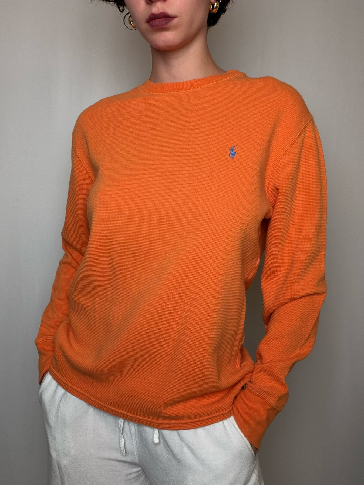 Sweat nid d'abeille Orange Ralph Lauren L vintage