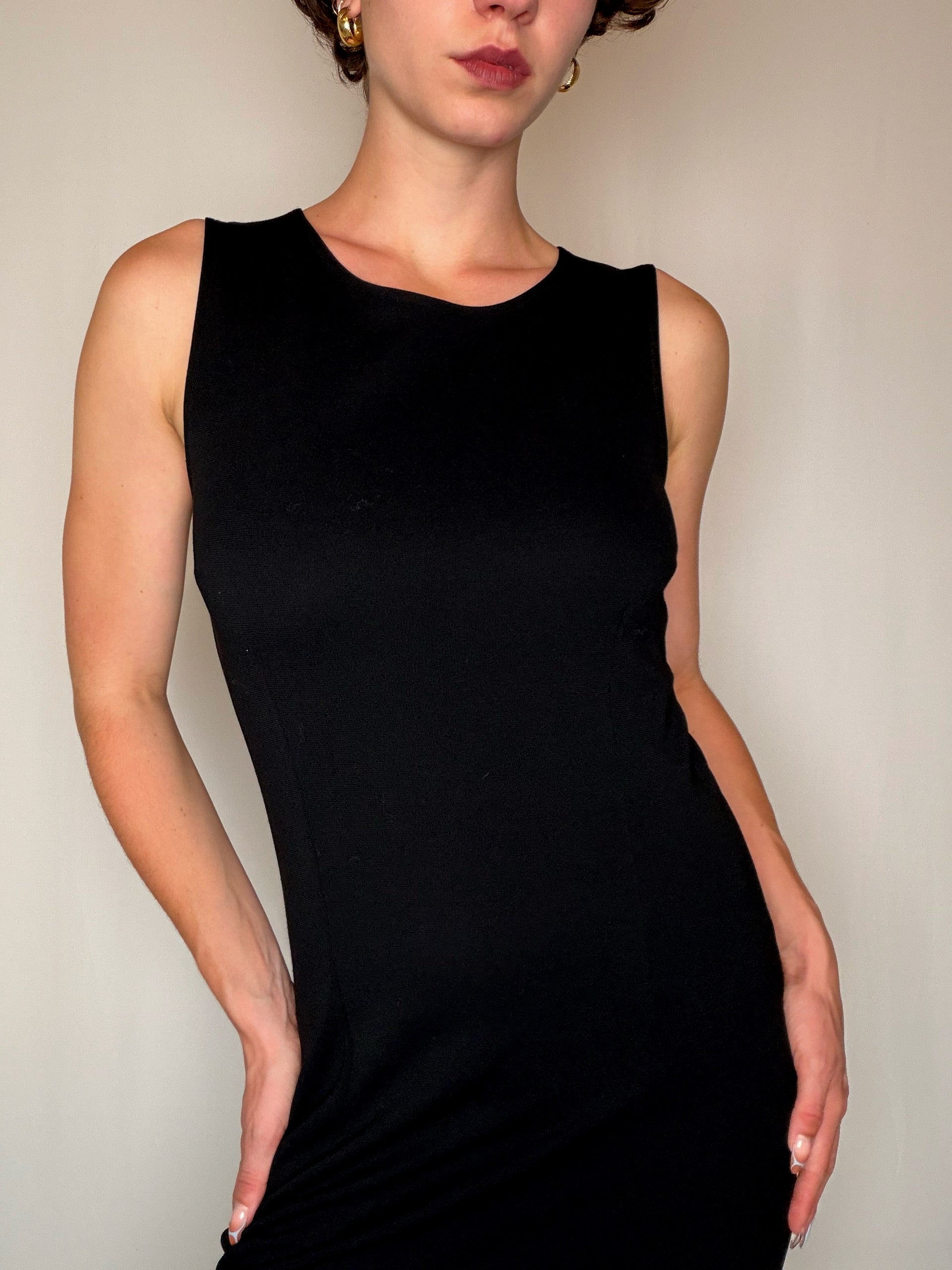 Robe longue fendue Noir M/L vintage
